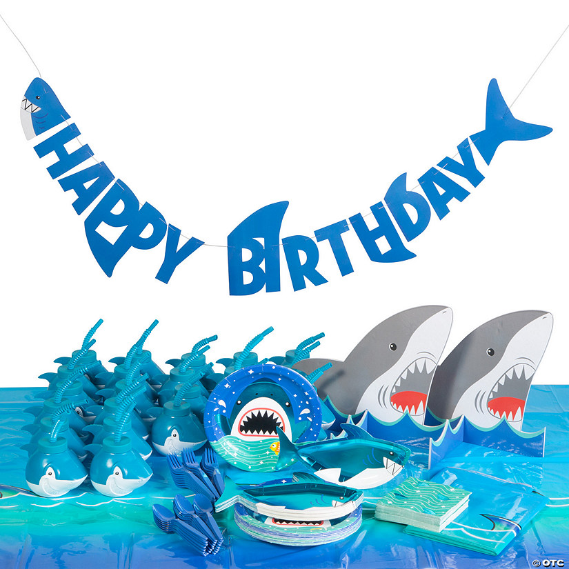 170 Pc. Jawsome Shark Party Tableware Kit for 24 Guests Image