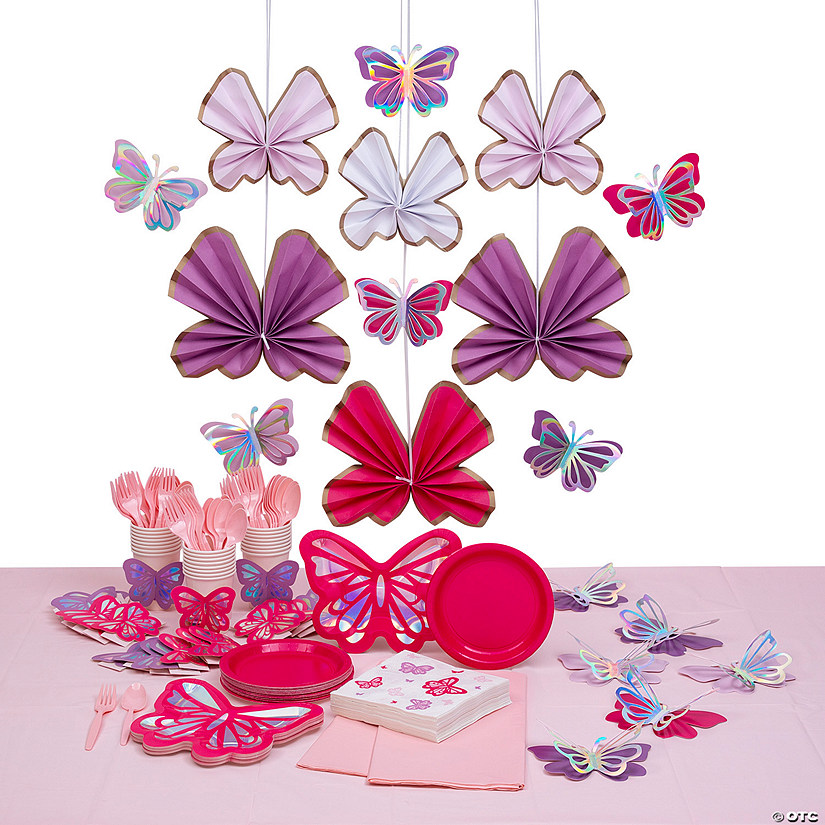 173 Pc. Butterfly Party Tableware Kit for 24 Guests Image