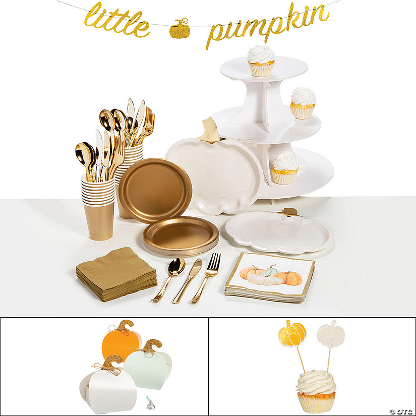 173 Pc. Little Pumpkin Party Ultimate Tableware Kit for 8 Guests Image