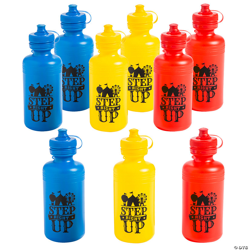 18 oz. Bulk 60 Pc. Carnival Silhouette Step Right Up Reusable BPA-Free Plastic Water Bottles Image