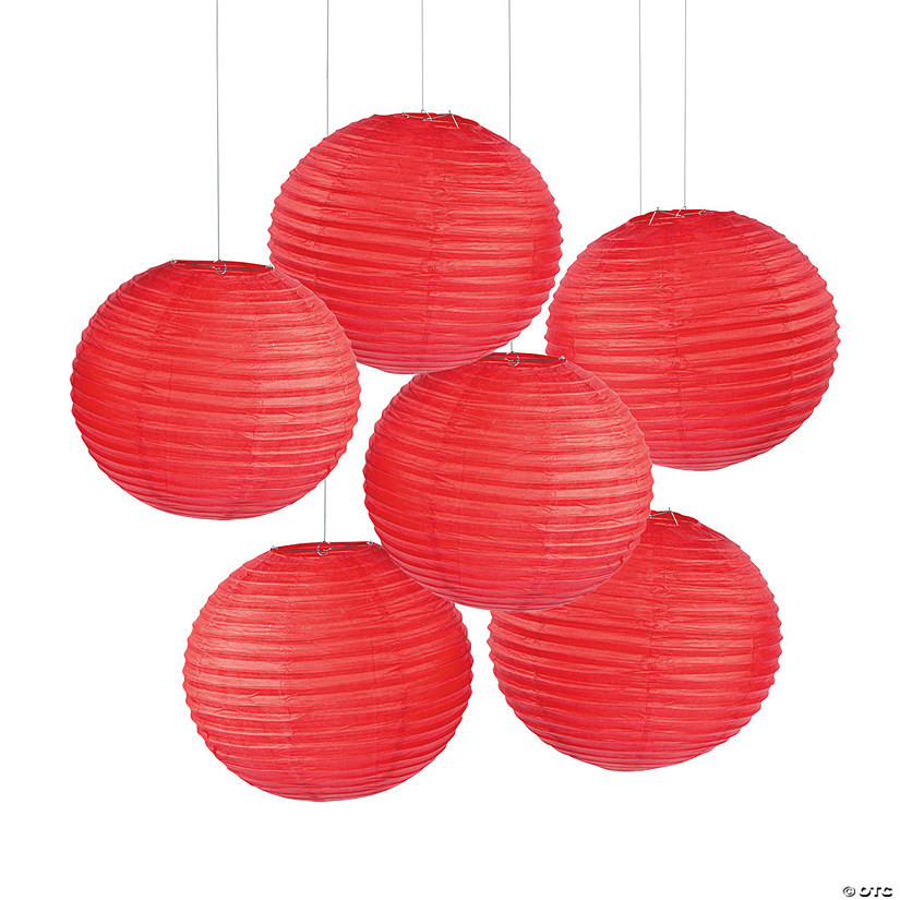 18" Red Hanging Paper Lanterns &#8211; 6 Pc. Image