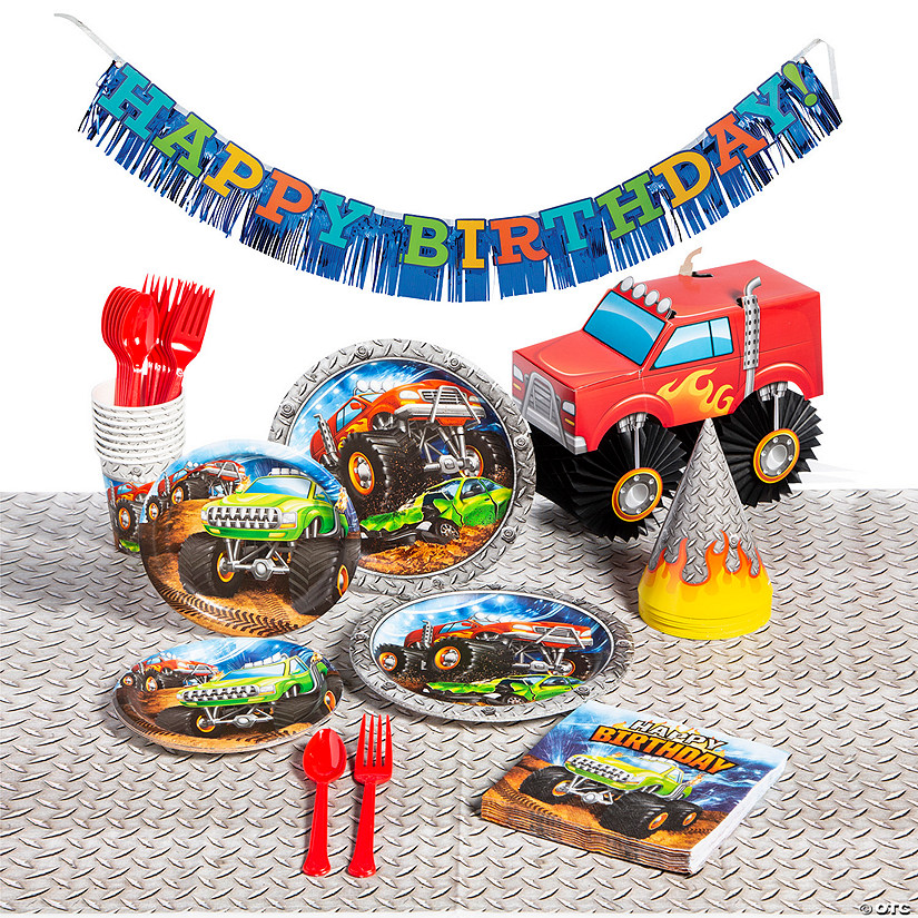 181 Pc. Monster Truck Tableware Kit for 24 Guests Image