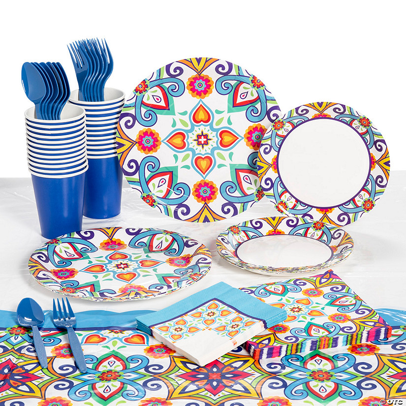 187 Pc. Colorful Fiesta Tableware Kit for 24 Guests Image
