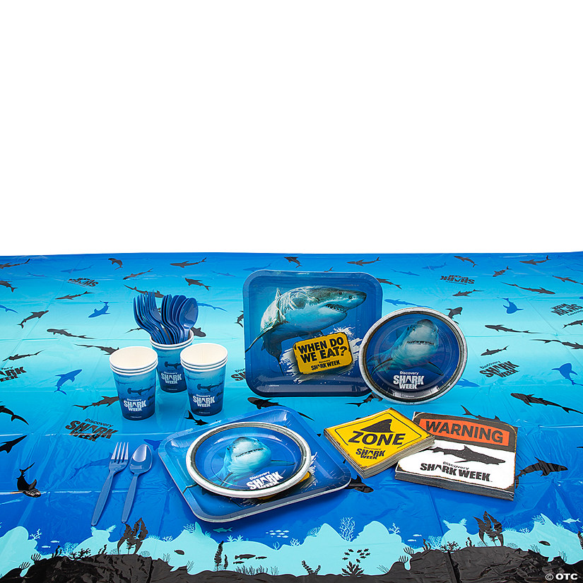 187 Pc. Discovery Shark Week&#8482; Party Tableware Kit for 24 Guests Image