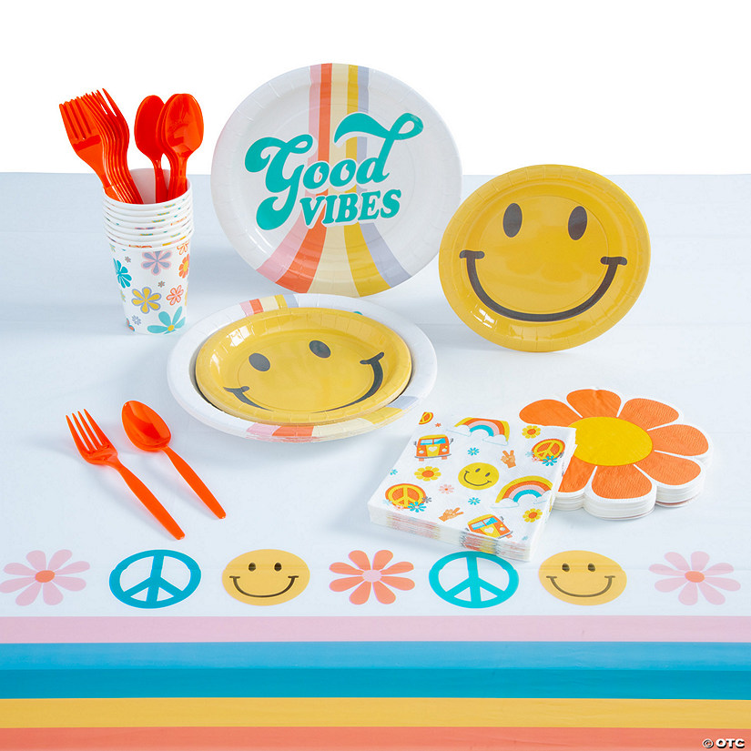 187 Pc. Groovy Party Tableware Kit for 24 Guests Image