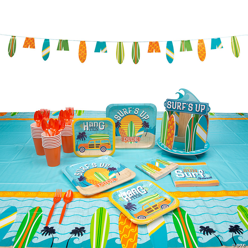 189 Pc. Surf&#8217;s Up Party Tableware Kit for 24 Guests Image