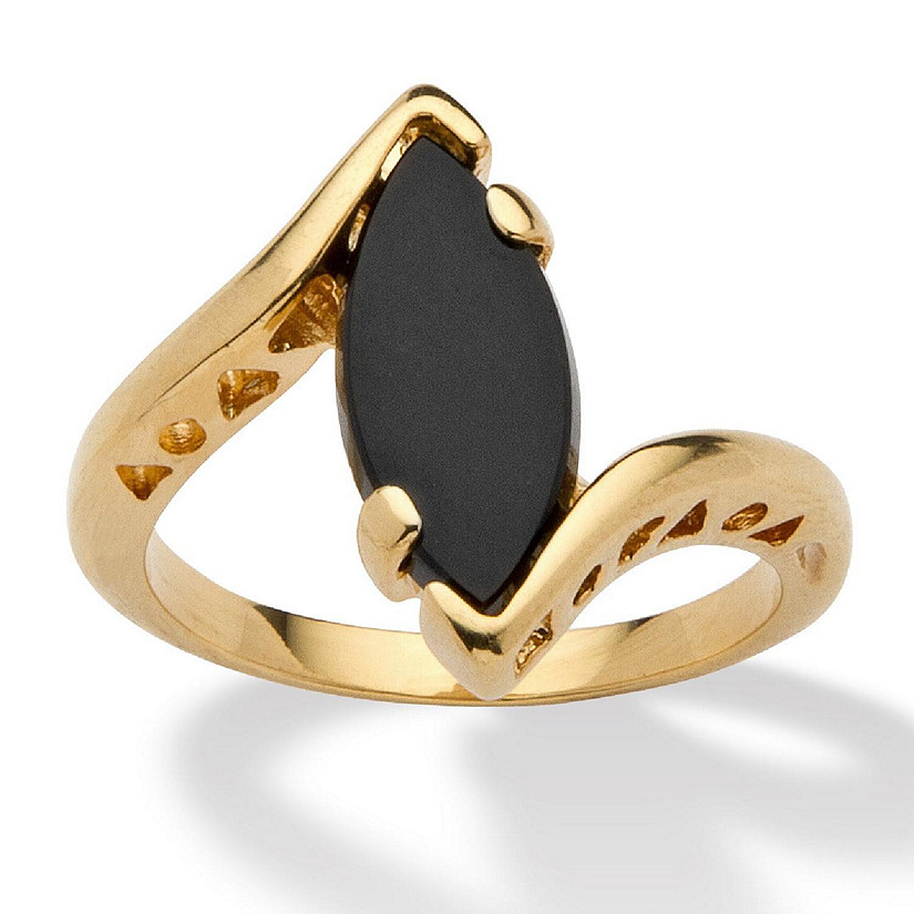 18k Gold Plated Genuine Onyx Ring Size 7 Image