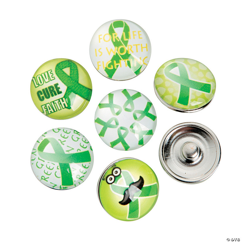 18mm Large Green Awareness Ribbon Snap Beads - 12 Pc. Image
