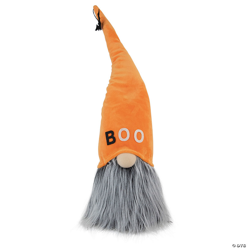 19.75" Orange and Gray "Boo" Standing Halloween Gnome Image