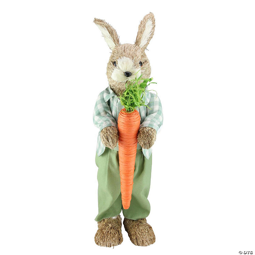 19" Spring Sisal Standing Bunny Rabbit Figure with Carrot Image