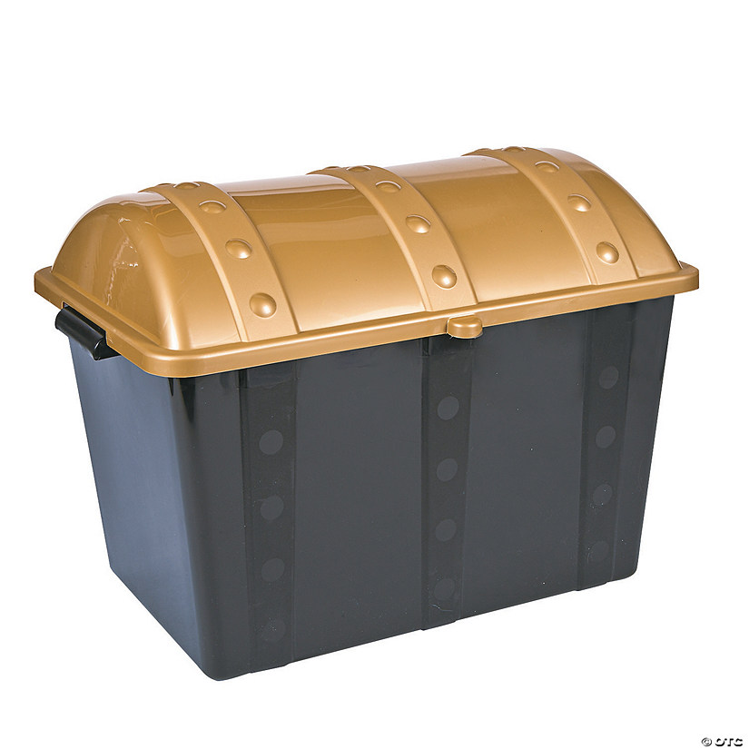 19" x 11" Black & Gold Plastic Treasure Chest Prize Container Image