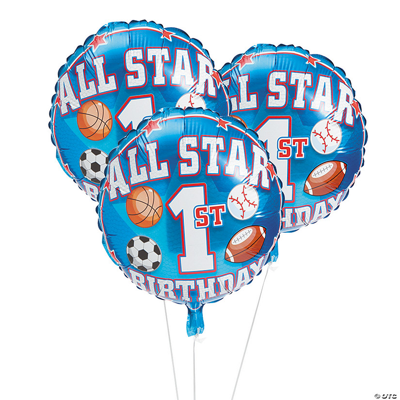 1st Birthday All Star 18" Mylar Balloons - 3 Pc. Image
