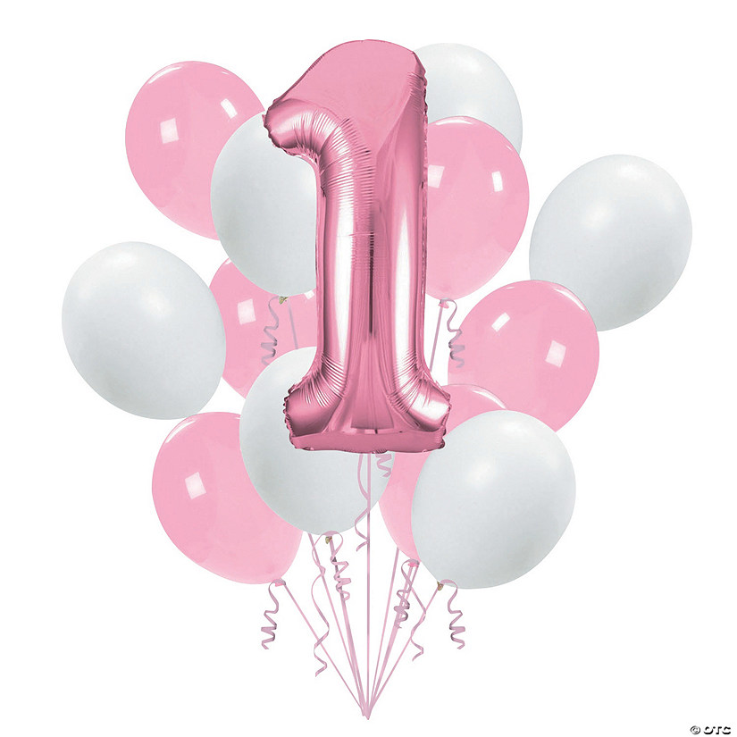 1st Birthday Pink Balloon Bouquet - 50 Pc. Image