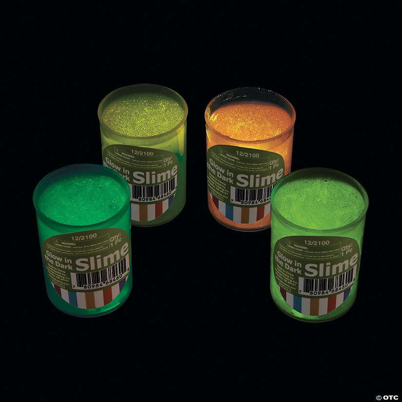 2 1/2" Assorted Color Glow-in-the-Dark Slime in Plastic Containers - 12 Pc. Image