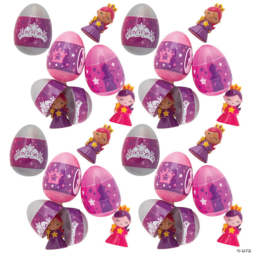 2 1/2" Bulk 144 Pc. Glitzy Princess Toy-Filled Plastic Easter Eggs Image