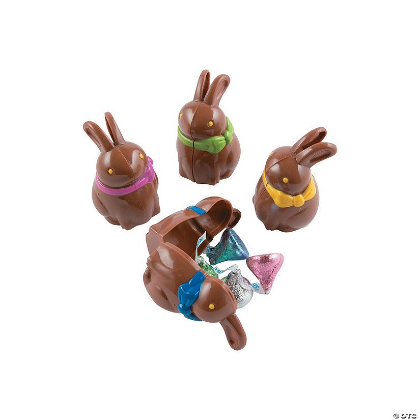 2 1/2" Chocolate Bunny-Shaped Plastic Easter Eggs - 12 Pc. Image