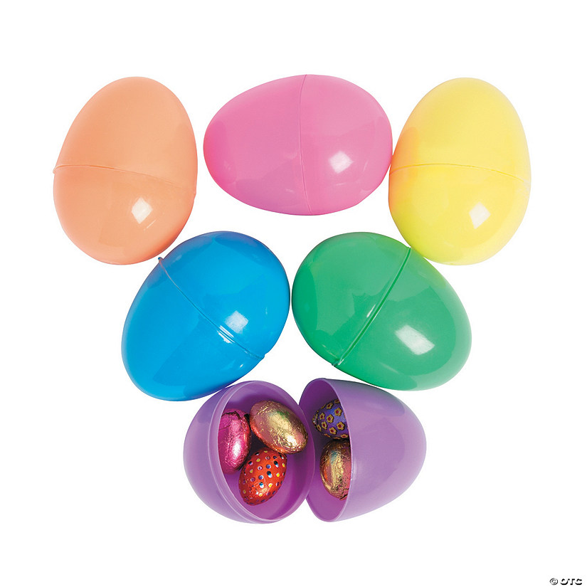 2 1/2" Chocolate-Filled Plastic Easter Eggs - 12 Pc. Image