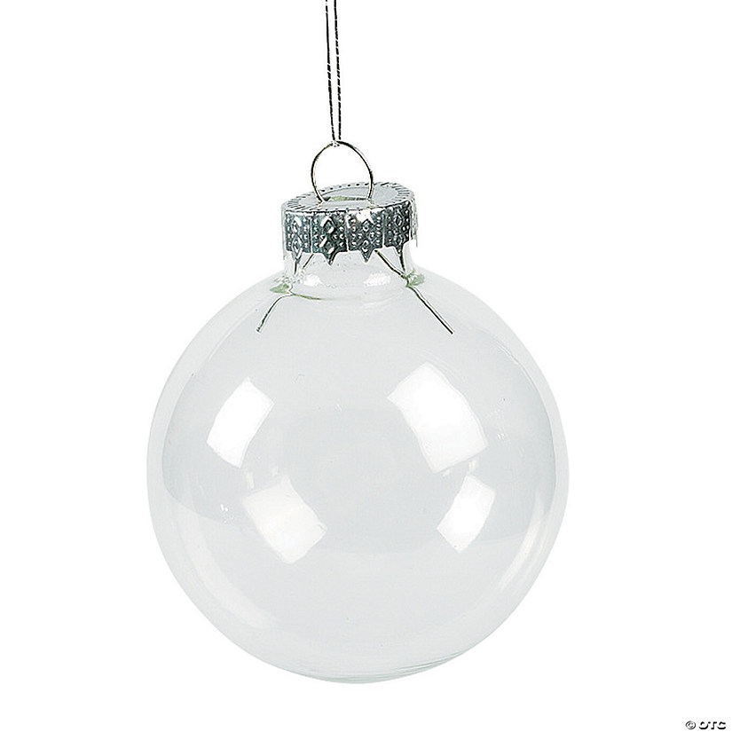 2 1/2" DIY Clear Round Christmas Ball Ornaments - 12 Pc. Image