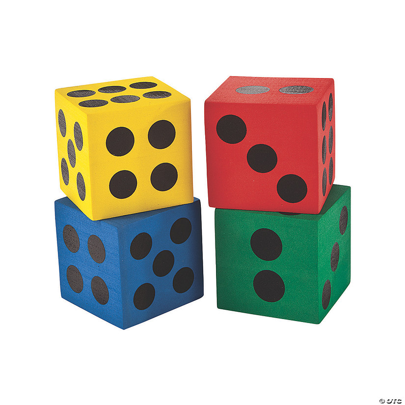 2 1/2" Foam Primary Colors Jumbo Six-Sided Dice Sets - 12 Pc. Image