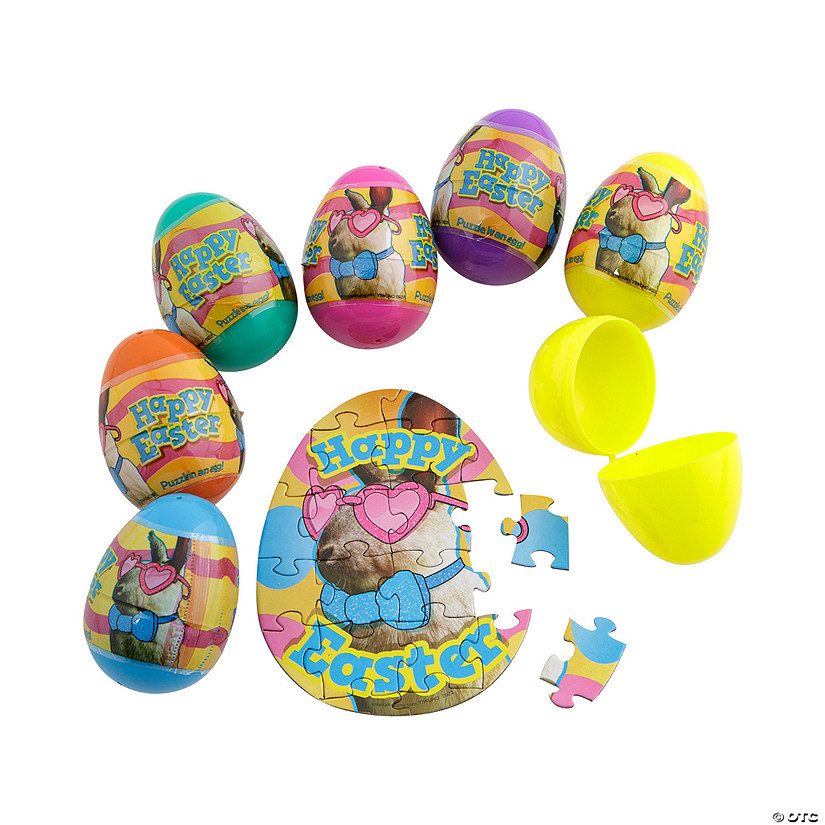 2 1/2" Puzzle-Filled Plastic Easter Eggs - 12 Pc. Image