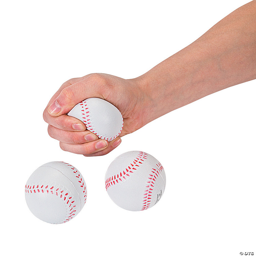 2 1/2" Realistic Baseball Red and White Squishy Stress Balls - 12 Pc. Image