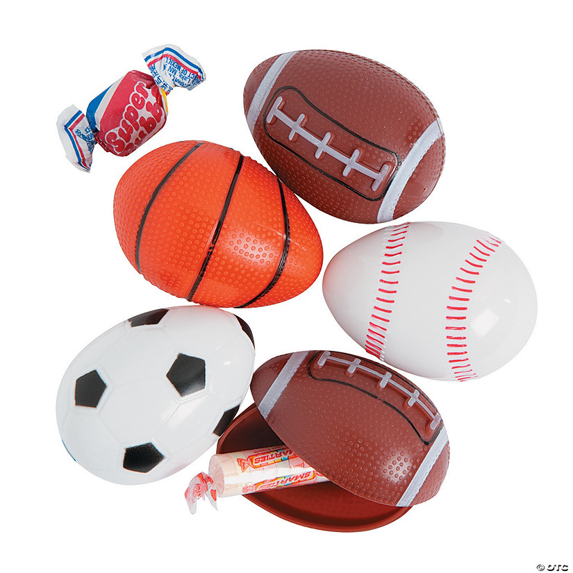 2 1/2" Sports Ball Bee&#174; Candy-Filled Plastic Easter Eggs - 12 Pc. Image
