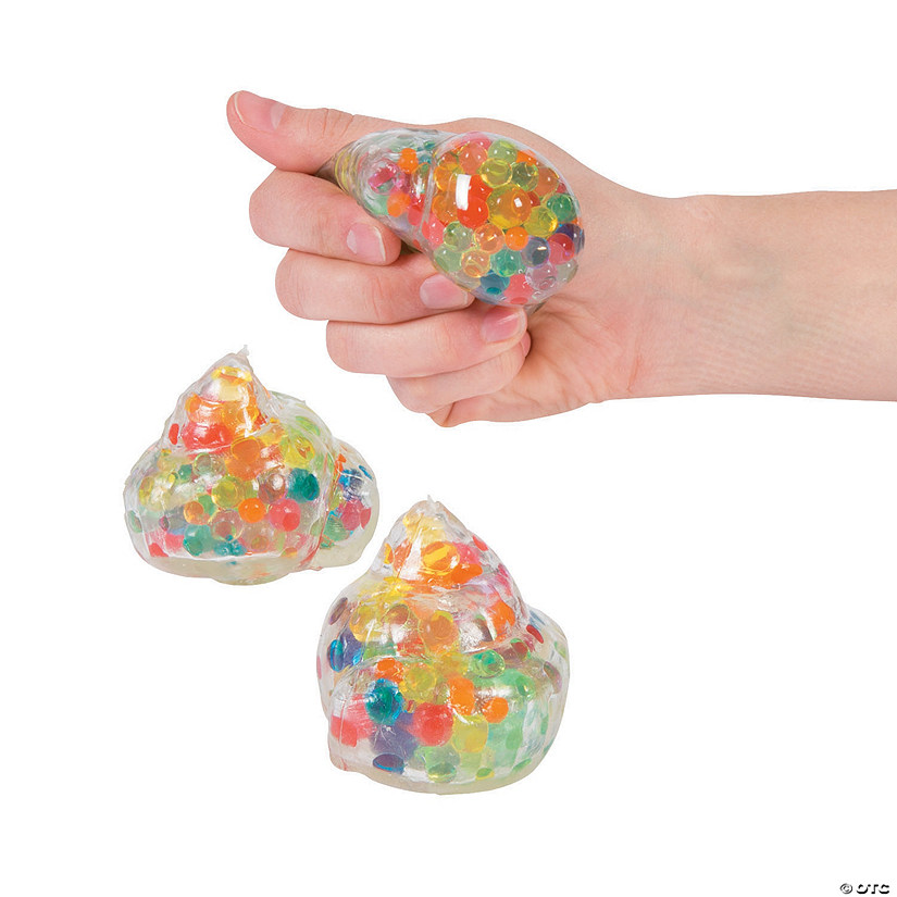 2 1/2" Squishy Gel Beads Rainbow Poop-Shaped Squeeze Toys - 12 Pc. Image