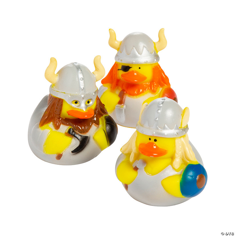 2 1/2" Viking Warrior Rubber Ducks in Armor & Shield Toys - 12 Pc. Image