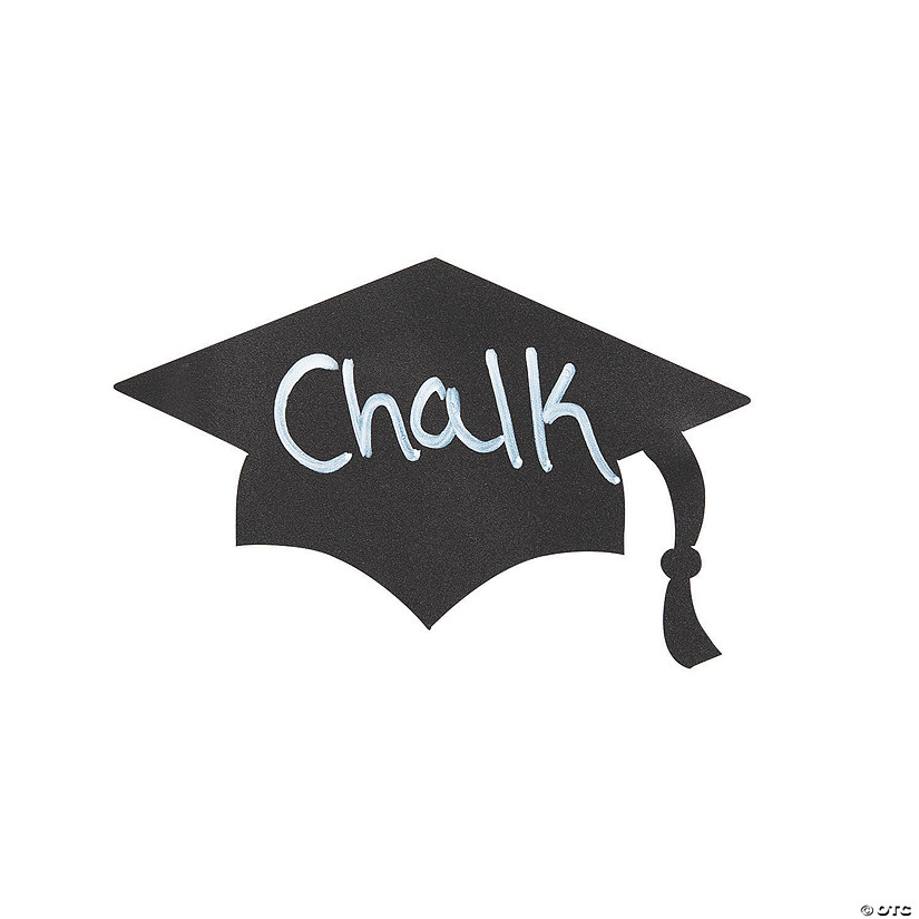2 1/2" x 1 3/4" Bulk 144 Pc. Graduation Hat Black Paper Chalkboard Labels Image
