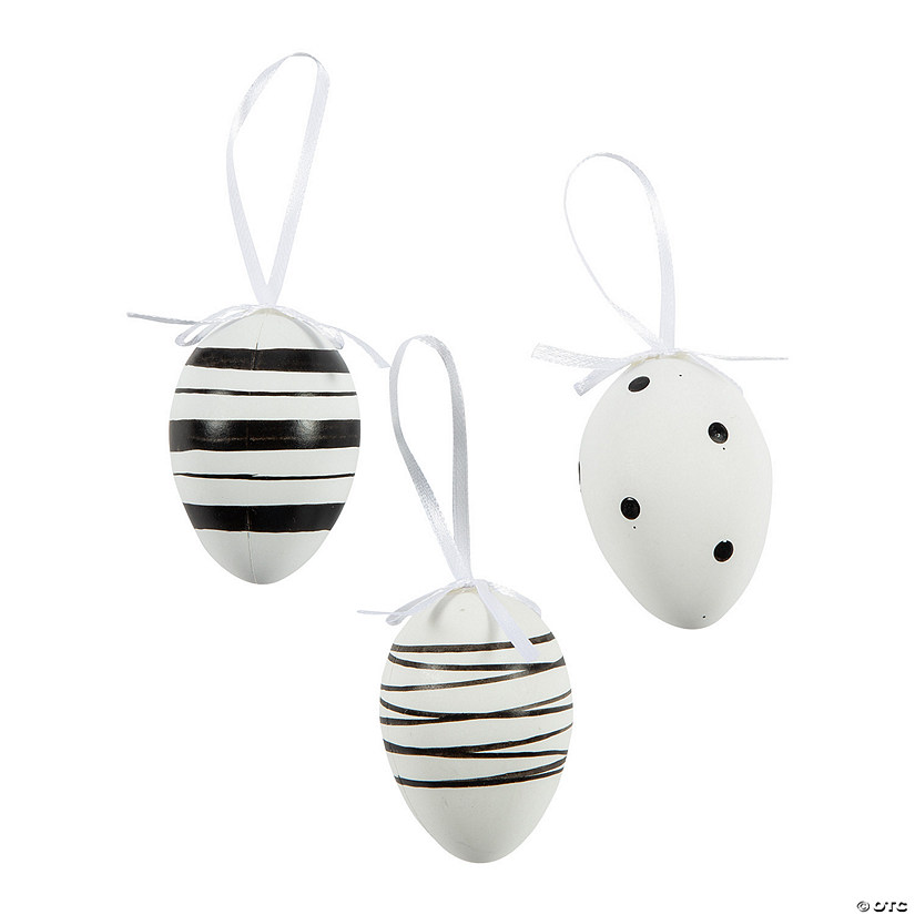 2 1/4" Black & White Patterned Easter Ornaments - 12 Pc. Image