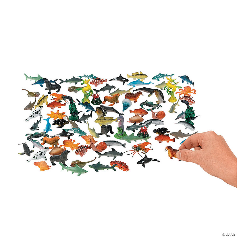 2 1/4"  Bulk 90 Pc. Mini Sea Life Creatures Plastic Toy Assortment Image