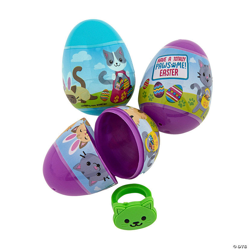 2 1/4" Cat Toy-Filled Plastic Easter Eggs - 12 Pc. Image
