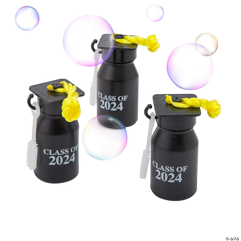 2 1/4" Graduation Class of 2024 Plastic Bubble Bottles - 12 Pc. Image