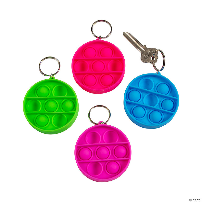 2 1/4" Mini Bright Colors Round Lotsa Pops Popping Toy Keychains - 12 Pc. Image