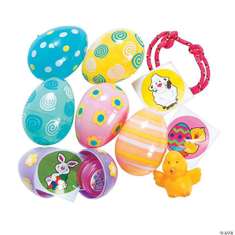 2 1/4" Pastel Patterned Toy-Filled Plastic Easter Eggs - 24 Pc. Image