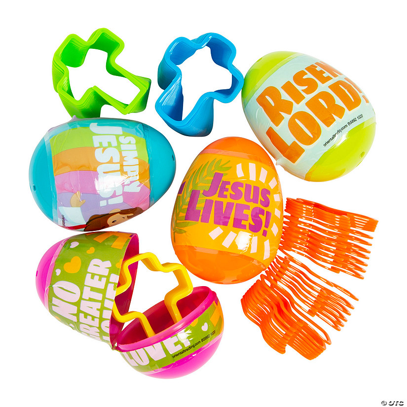 2 1/4" Religious Magic Spring-Filled Plastic Easter Eggs - 24 Pc. Image