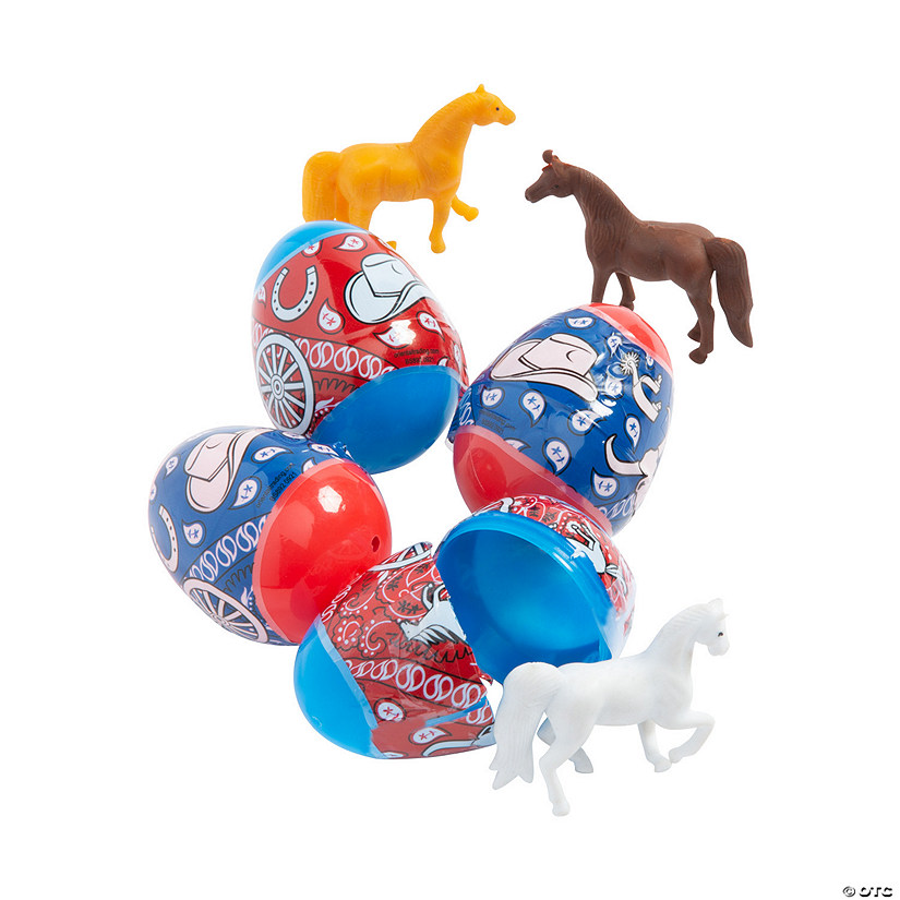 2 1/4" Western Horse Toy-Filled Plastic Easter Eggs &#8211; 12 Pc. Image