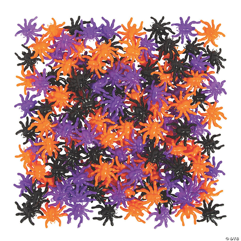 2" Bulk 144 Pc. Mini Orange, Purple & Black Plastic Jumping Spiders Image