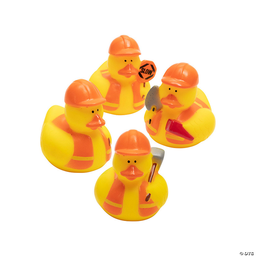 2" Construction Rubber Ducks with Orange Vests & Tools - 12 Pc. Image