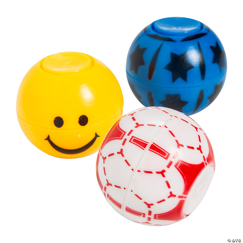 2" Everyday Fun Patterned Plastic Fidget Spinner Balls - 12 Pc. Image