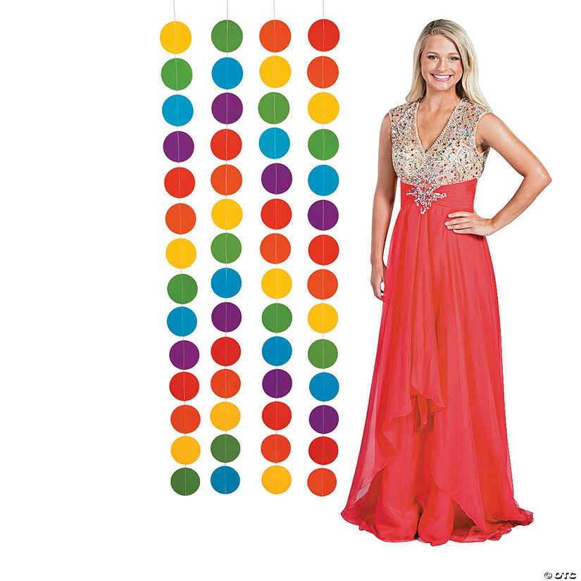 2 ft. x 5 ft. Rainbow Polka Dots Hanging Decoration &#8211; 4 Pc. Image