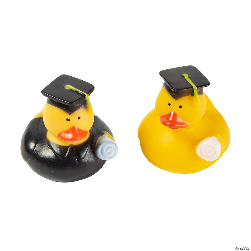 2" Graduation Yellow Novelty Rubber Ducks - 12 Pc. Image