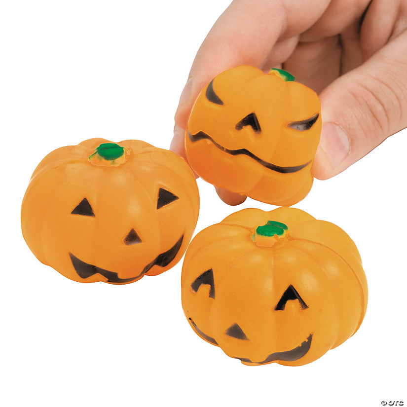 2" Mini Orange Jack-O&#8217;-Lantern Squeeze Foam Stress Toys - 24 Pc. Image