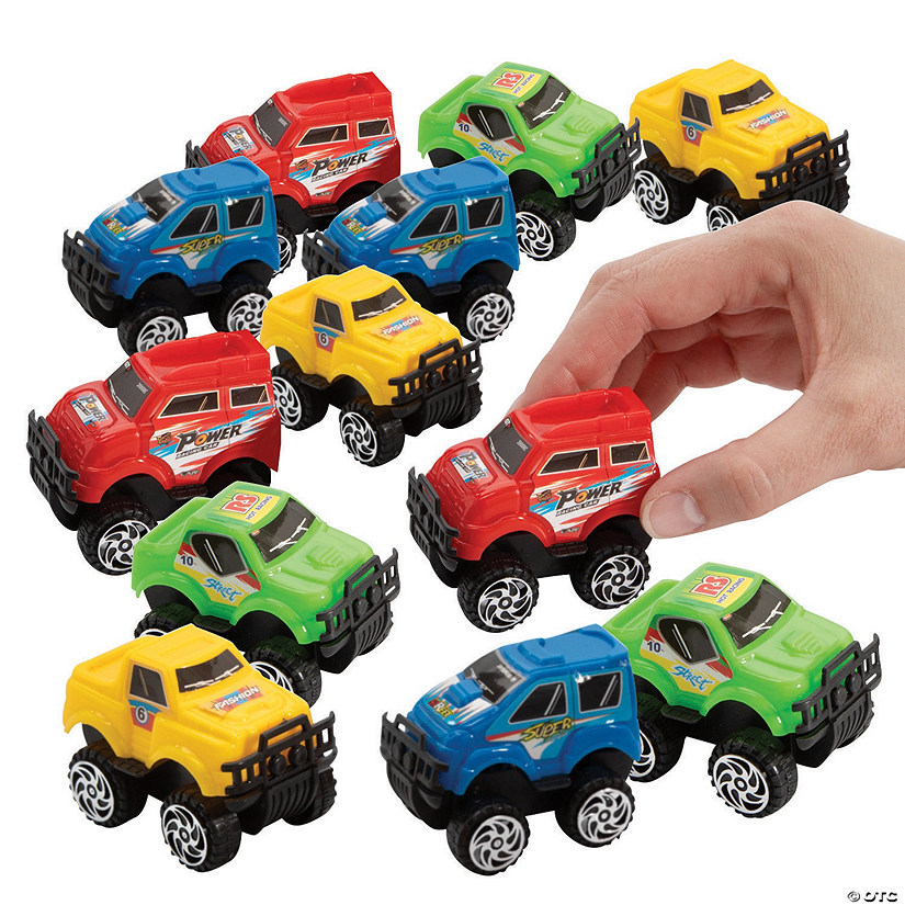 2" Mini Solid Color Pull-Back Plastic Monster Trucks - 12 Pc. Image