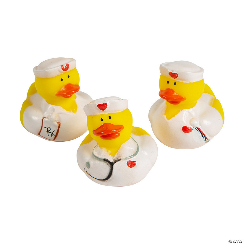 2" Nurse Rubber Ducks with Stethoscope, Clipboard & Thermometer - 12 Pc. Image