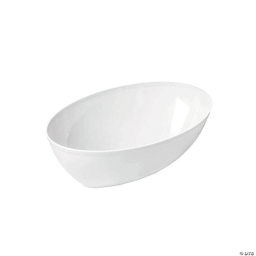 2 qt. White Oval Plastic Serving Bowls (21 Bowls) Image