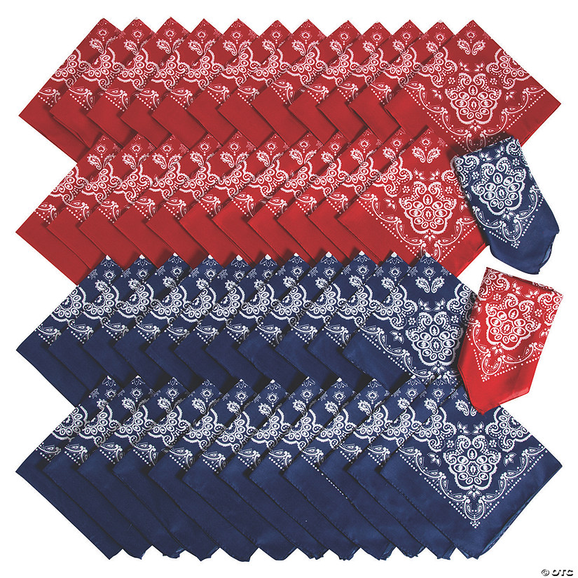 20" Bulk 48 Pc. Red & Blue Polyester Bandana Assortment Image