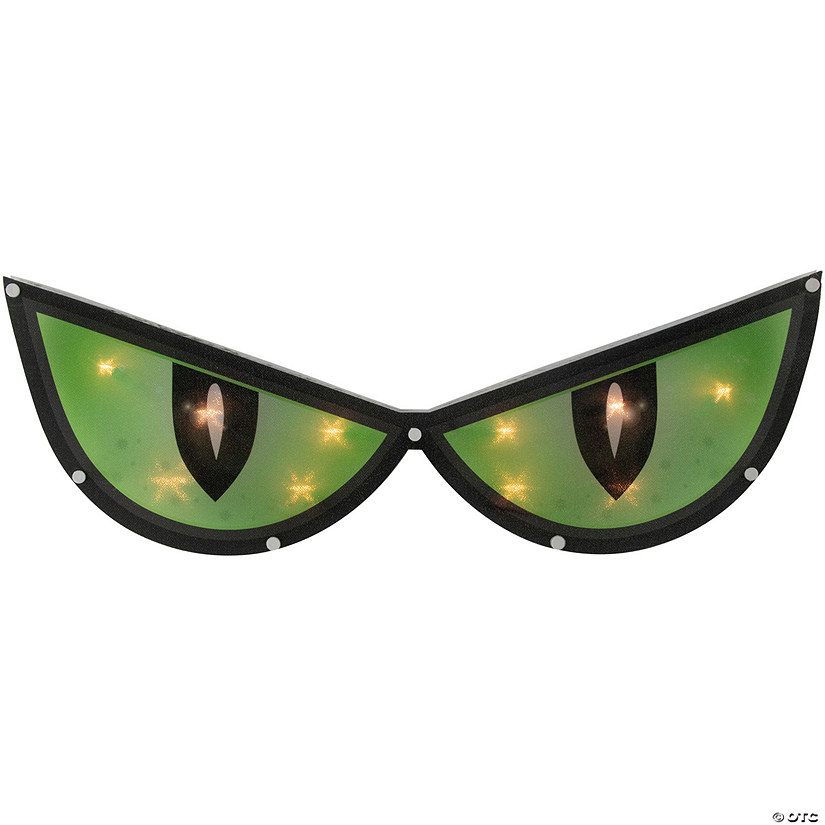 20" Lighted Green Eyes Halloween Window Silhouette Decoration Image