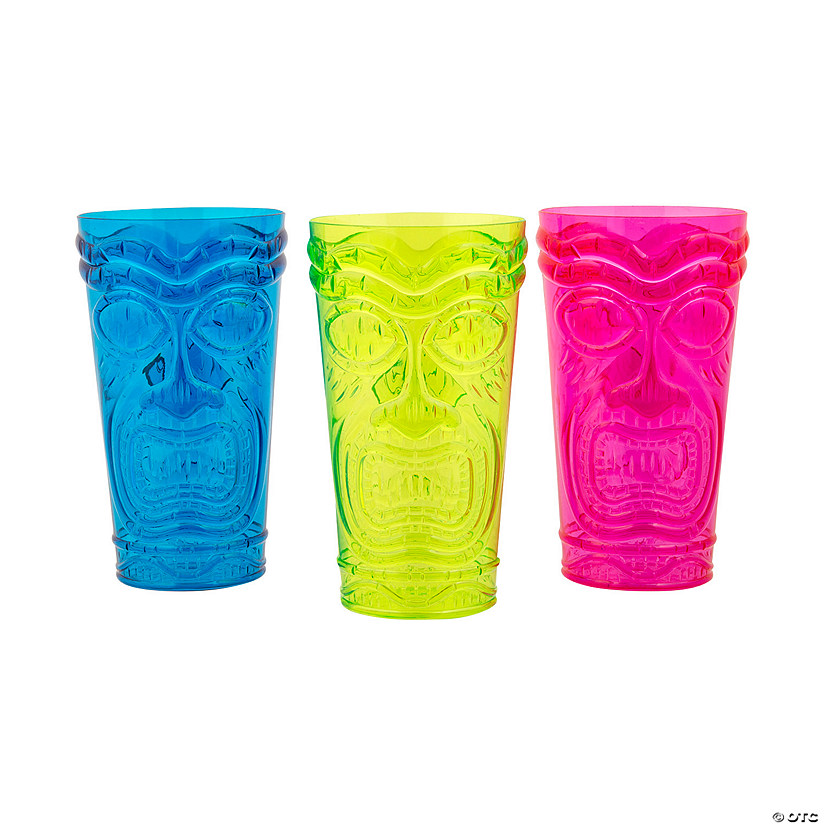 20 oz. Tiki Head Reusable Plastic Cups - 12 Ct. Image