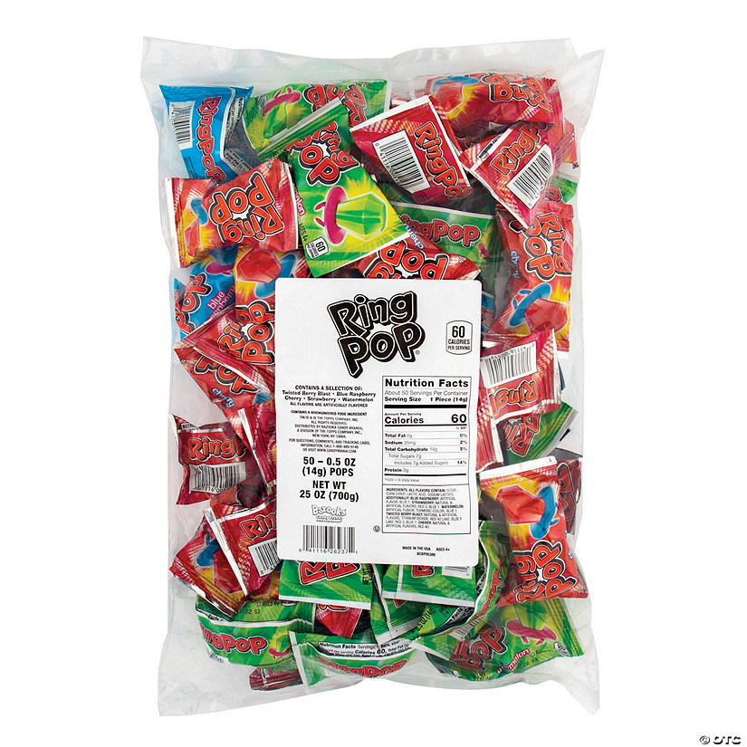 20 oz. Topps Ring Pops<sup>&#174;</sup> Candy Packs Flavor Variety Bag - 50 Pc. Image